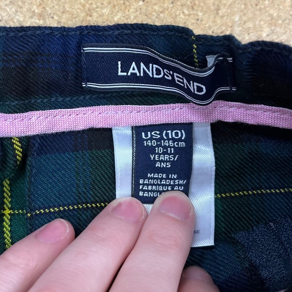 Lands End Kids Plaid Pleated Skirt Blue Green Yellow Size 10 - Picture 6 of 6
